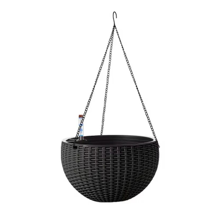 GENERICO - Macetero 28x16x18 cm colgante negro Casa VIVA