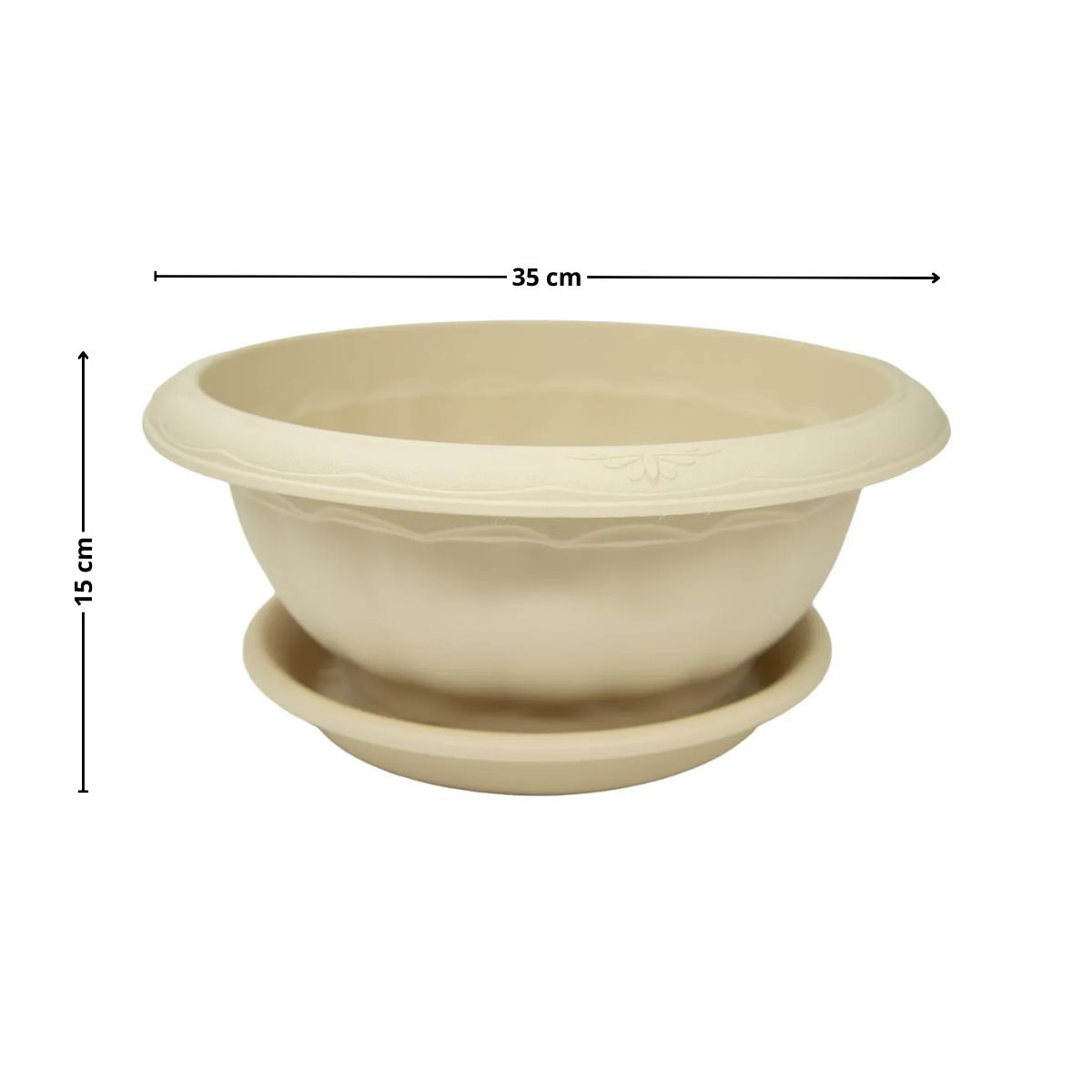 GENERICO - Macetero con plato 35x15 Cm Beige Casa Viva