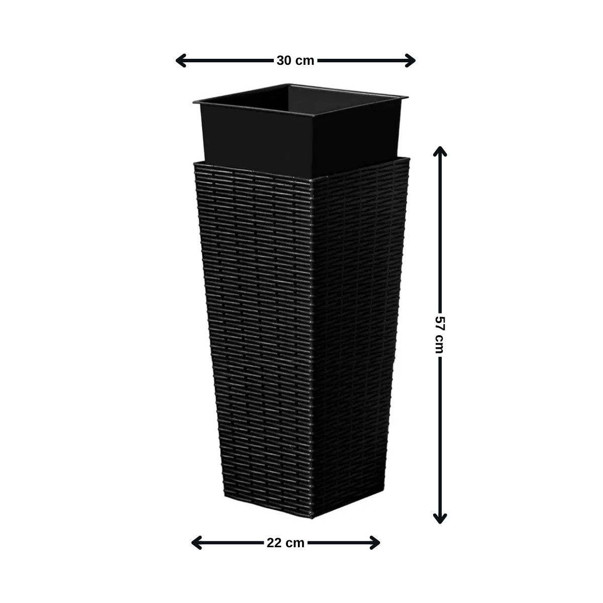 GENERICO - Macetero 30x22x57 cm negro Casa VIVA.