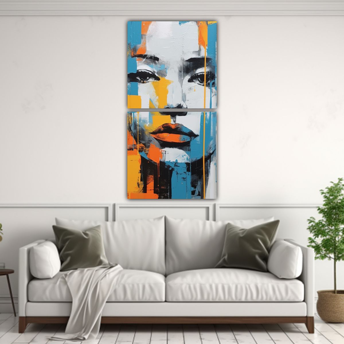 GENERICO - Pintura Abstracta De Mujer Con Maquillaje En 30x60 Cm