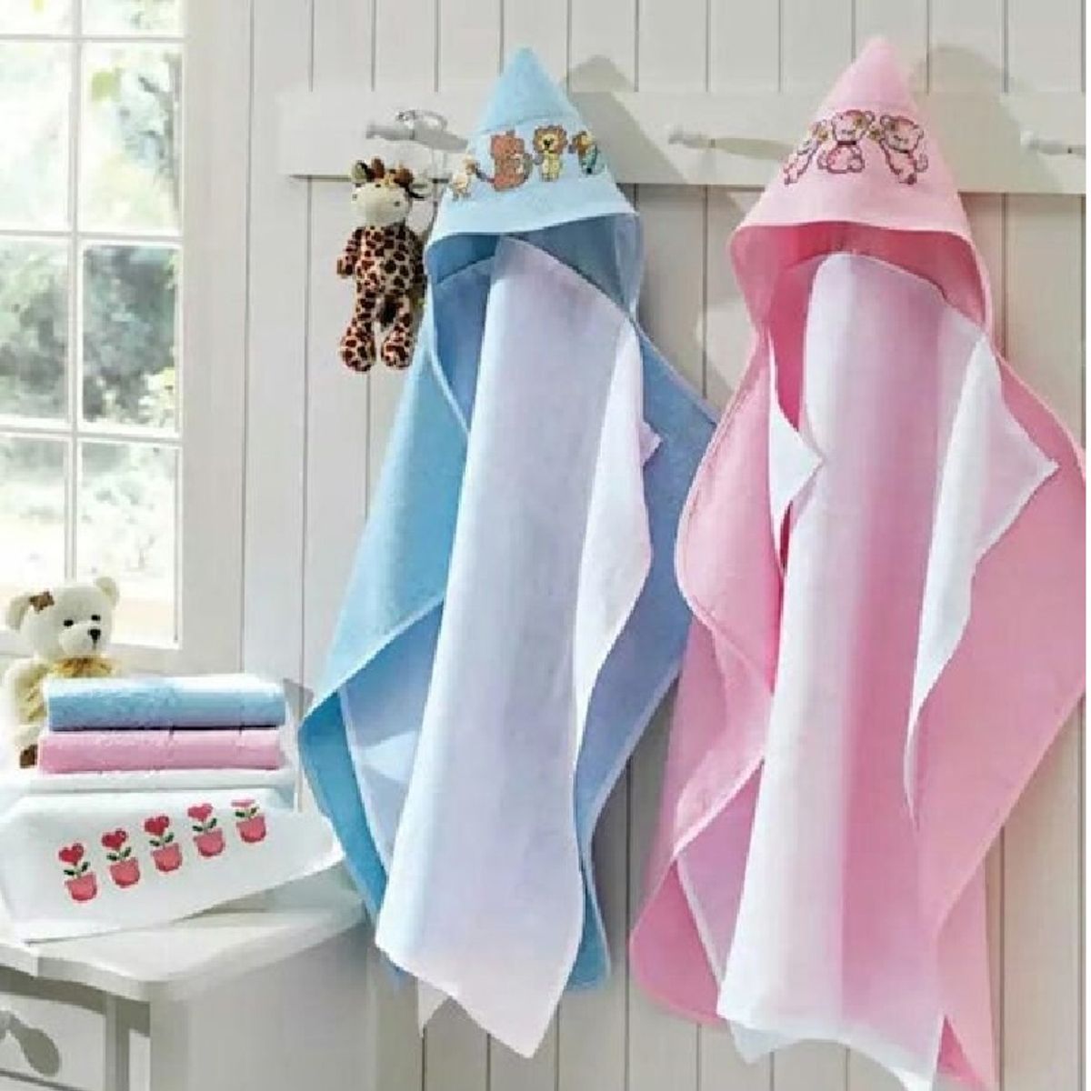 Toalla con Capucha Baby Love Döhler ROSA  100% Algodón para Bordar, marca DOHLER - Foto Principal