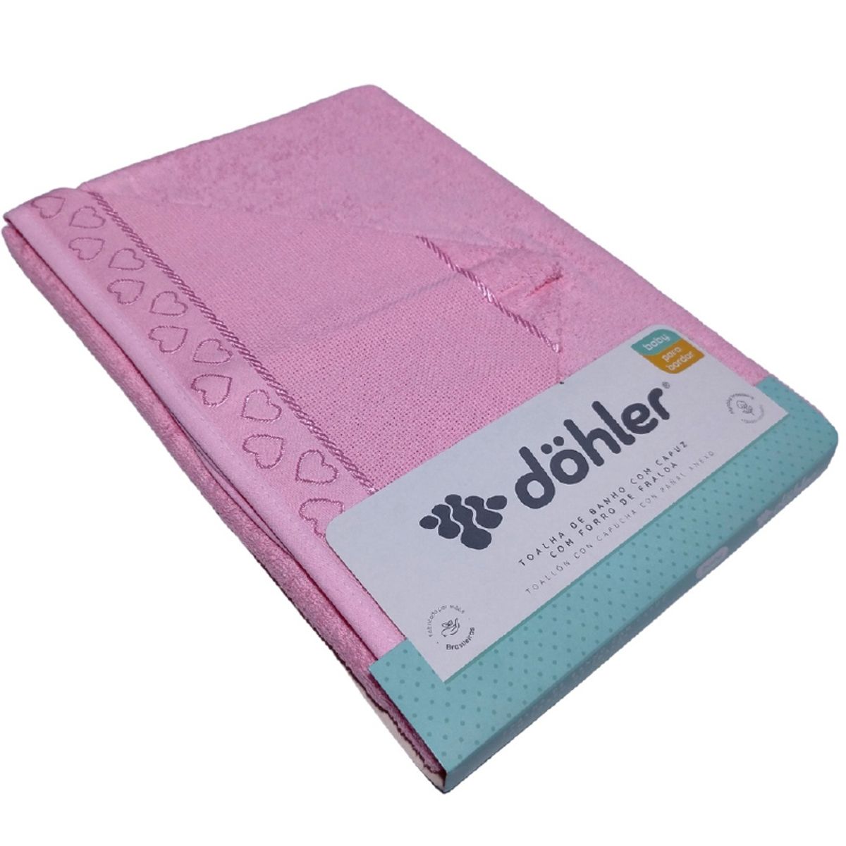 Toalla con Capucha Baby Love Döhler ROSA  100% Algodón para Bordar, marca DOHLER - Foto 2