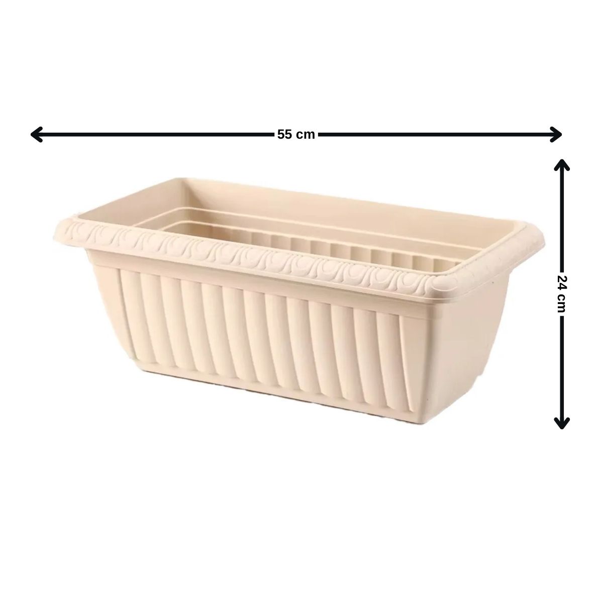 GENERICO - Macetero rectangular 55x24 cm beige Casa VIVA