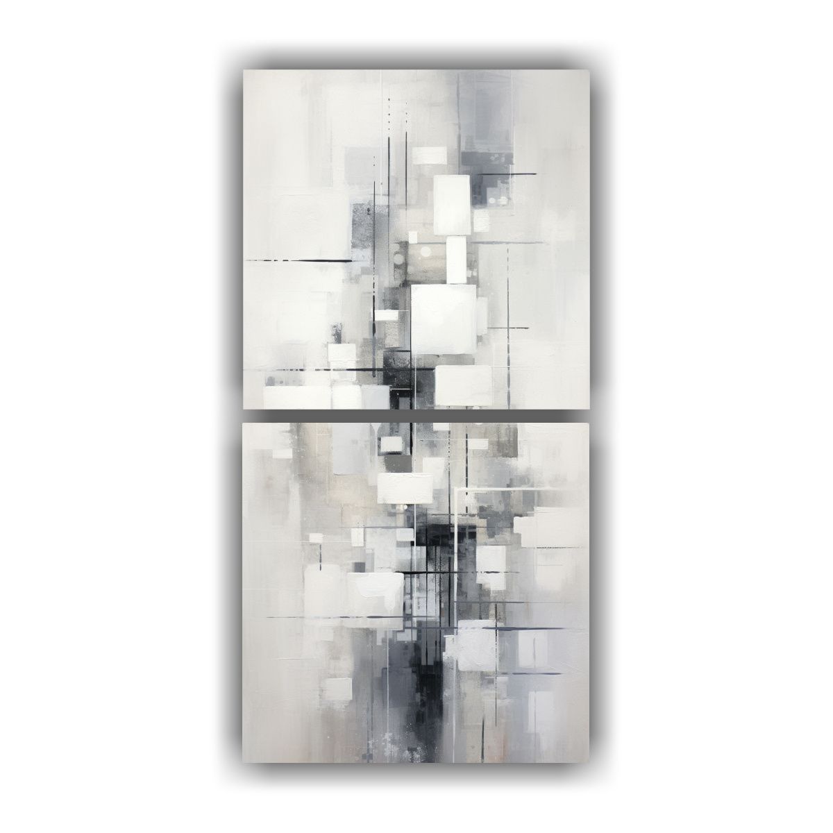 GENERICO - Cuadros Abstractos Blancos Para Habitación Dos 60x120 Cm