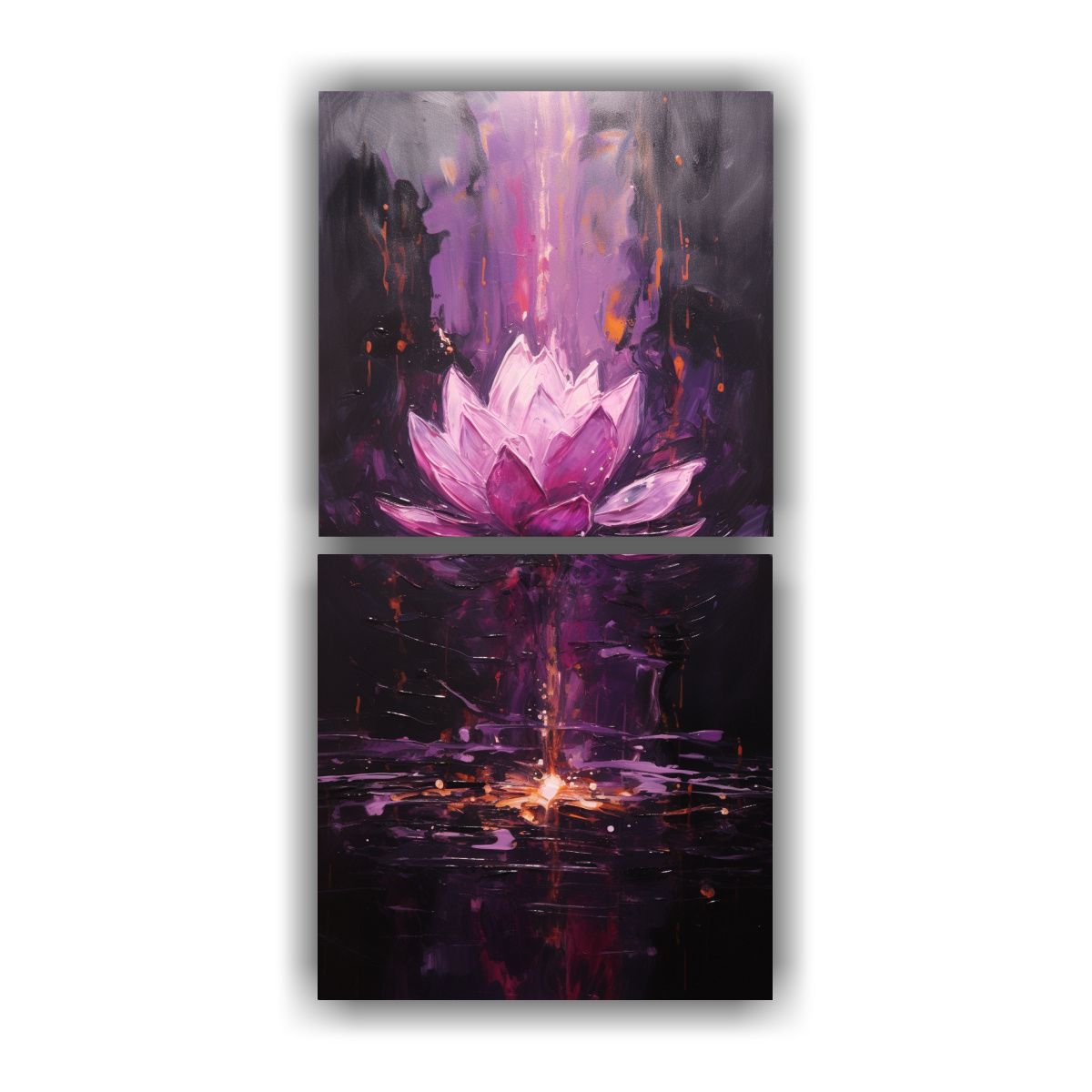 GENERICO - Pintura En Lienzo Luminosidad Del Loto Negro En 20x40 Cm