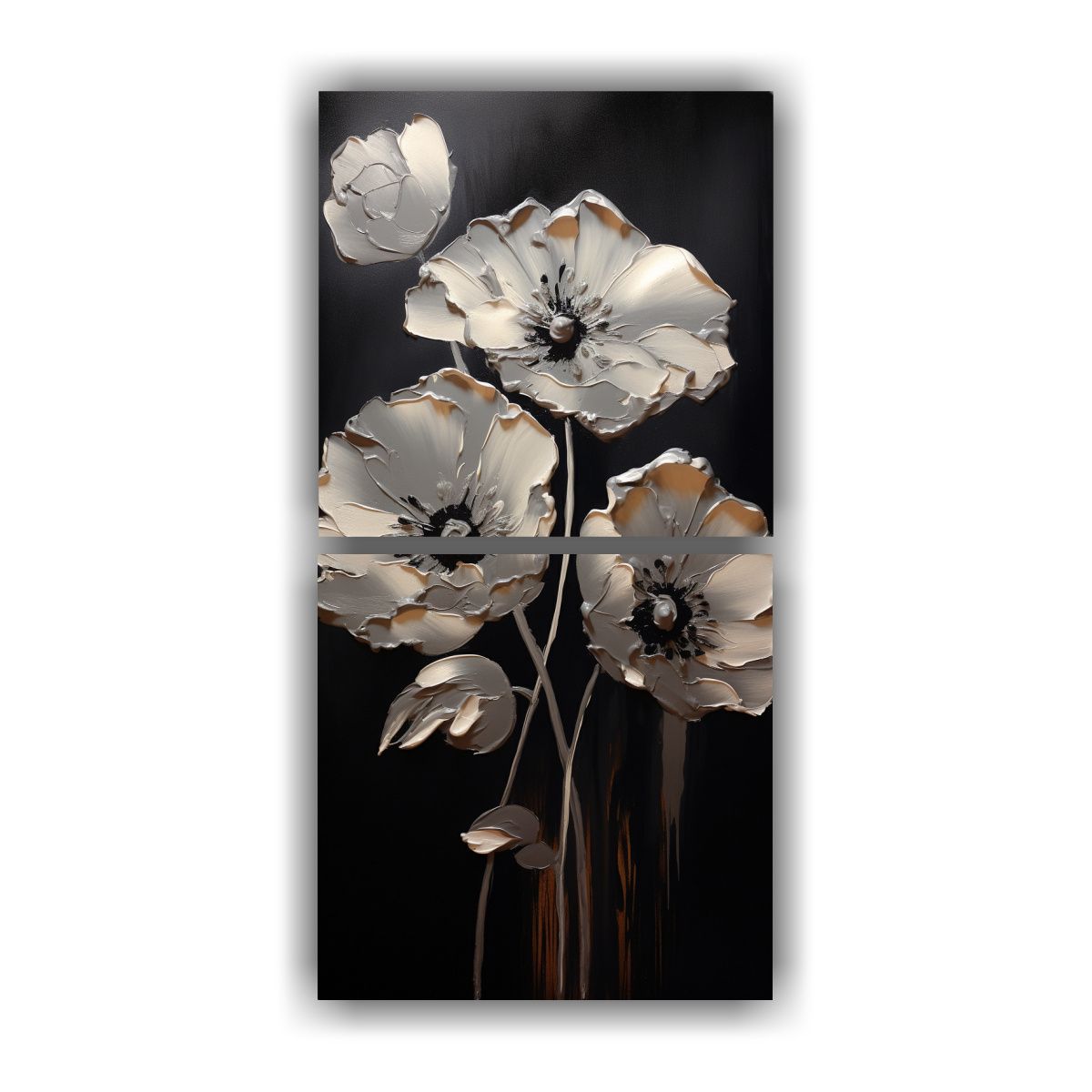 GENERICO - Díptico Movimiento Riqueza Visual En Negro 30x60 Cm