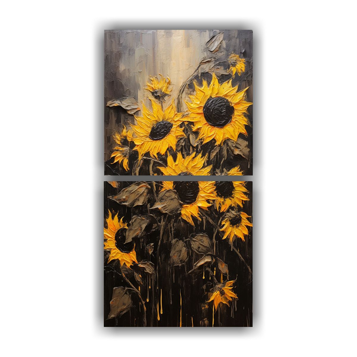 GENERICO - Pintura Sobre Lienzo Vertical De Girasoles Negros 30x60 Cm