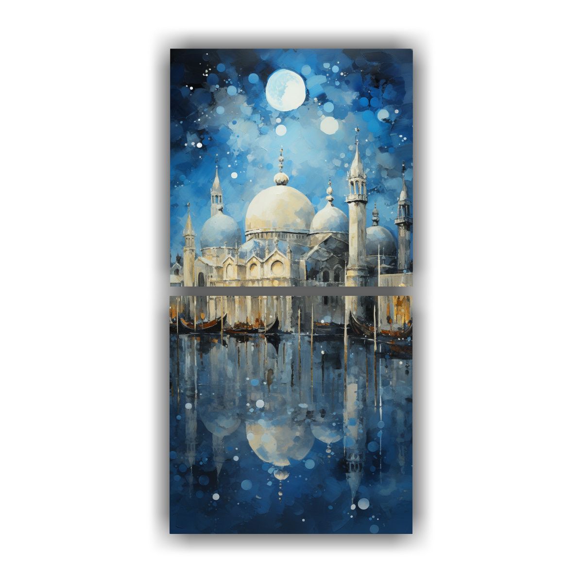 GENERICO - Armonía Plateada Y Azul En Lienzo Abstracto De 50x100 Cm