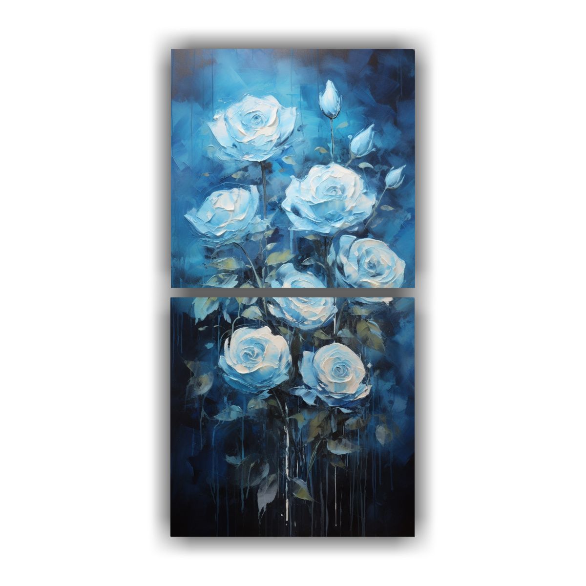 GENERICO - Lienzos Tela Composición Equilibrada Rosas Azules 50x100 Cm