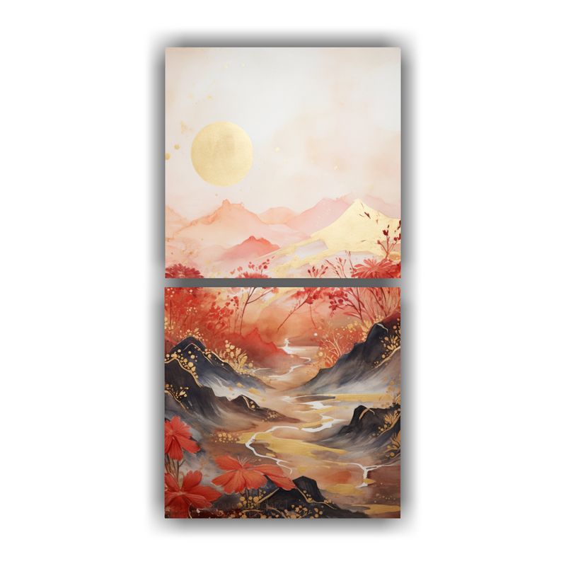 GENERICO - Set De 2 Artes De Pared Vintage Paisaje De 60x120 Cm