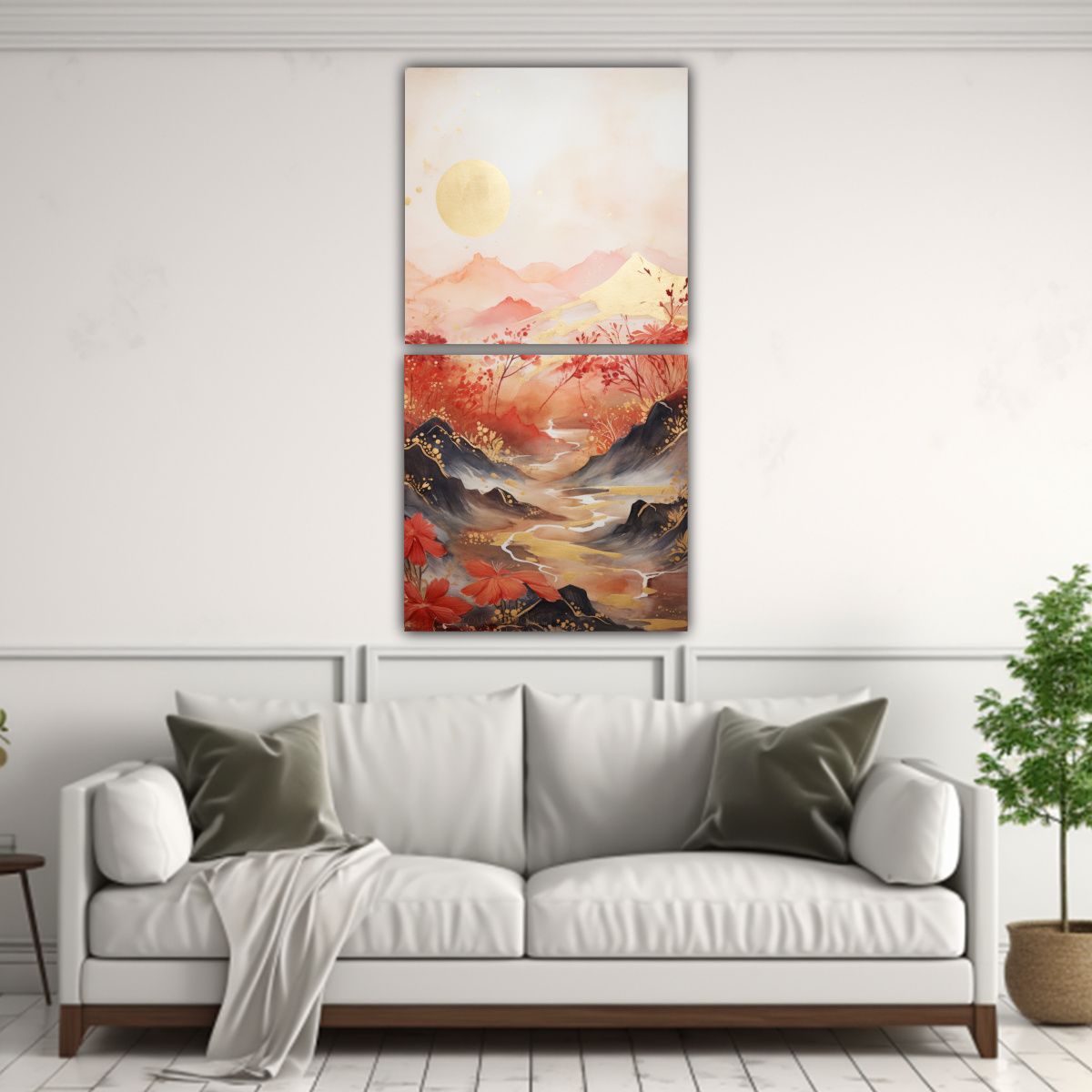 GENERICO - Set De 2 Artes De Pared Vintage Paisaje De 30x60 Cm