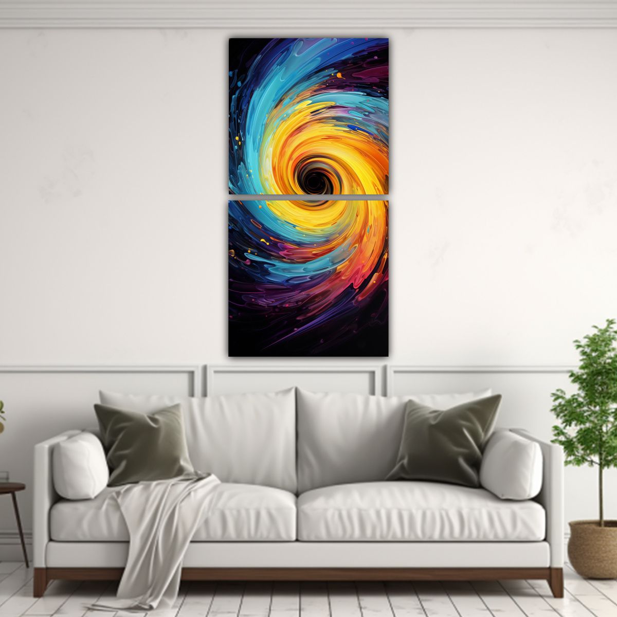 GENERICO - Cuadro Abstracto Colorido De Composición Cálida 30x60 Cm