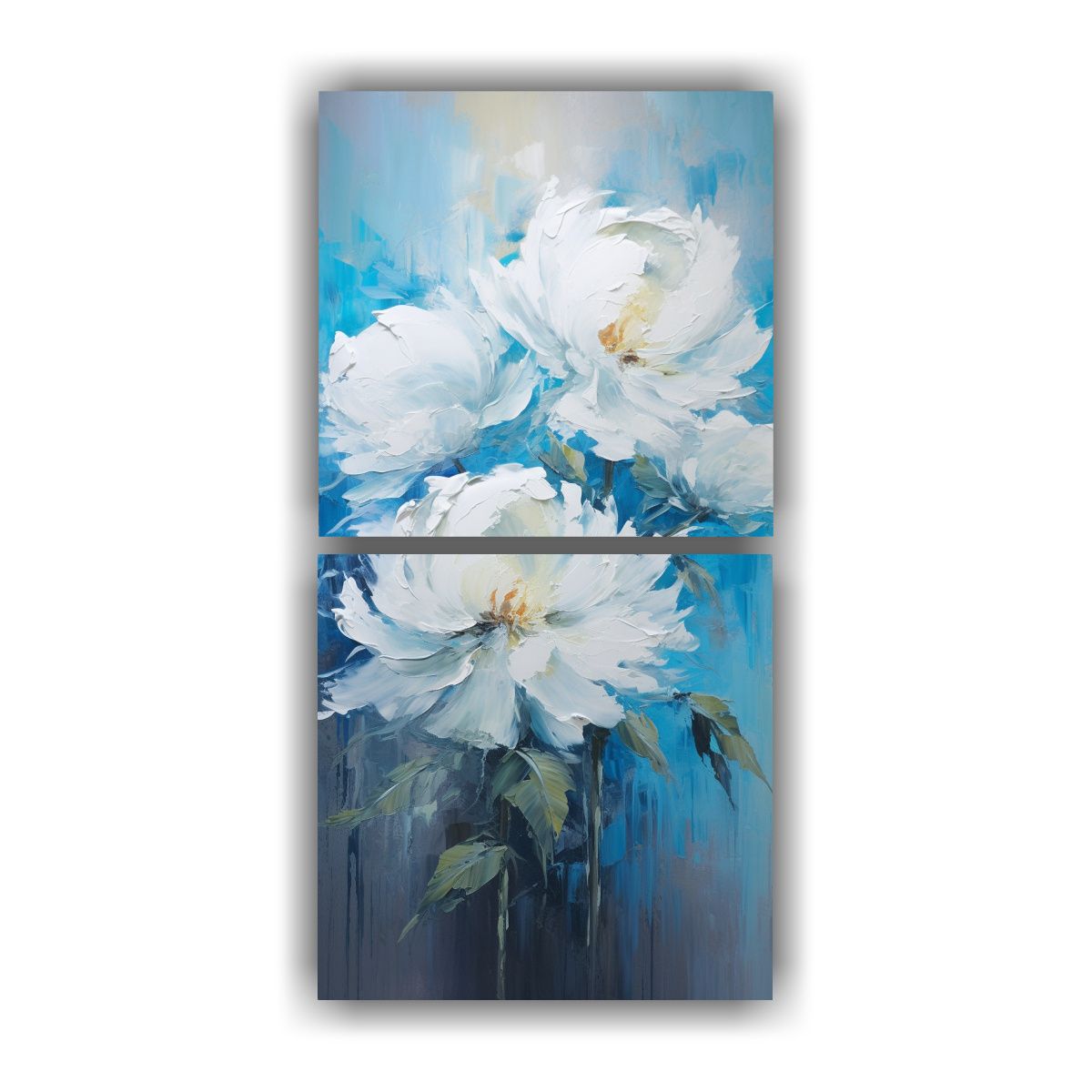GENERICO - Díptico Tonos Elegante En Tonos Turquesa PEONIES 30x60 Cm