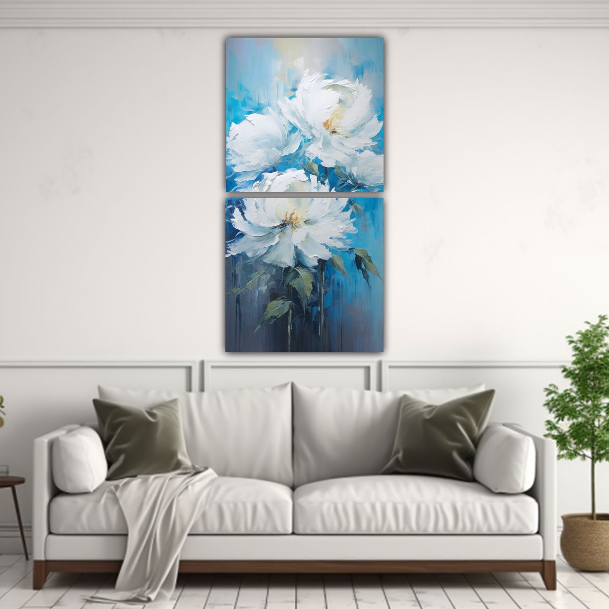 GENERICO - Díptico Tonos Elegante En Tonos Turquesa PEONIES 30x60 Cm