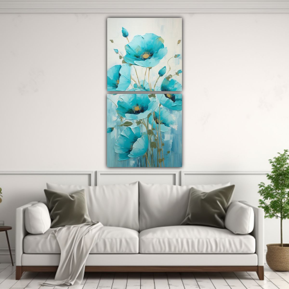 GENERICO - Cuadro Decorativo Moderno Con Amapolas En 60x120 Cm