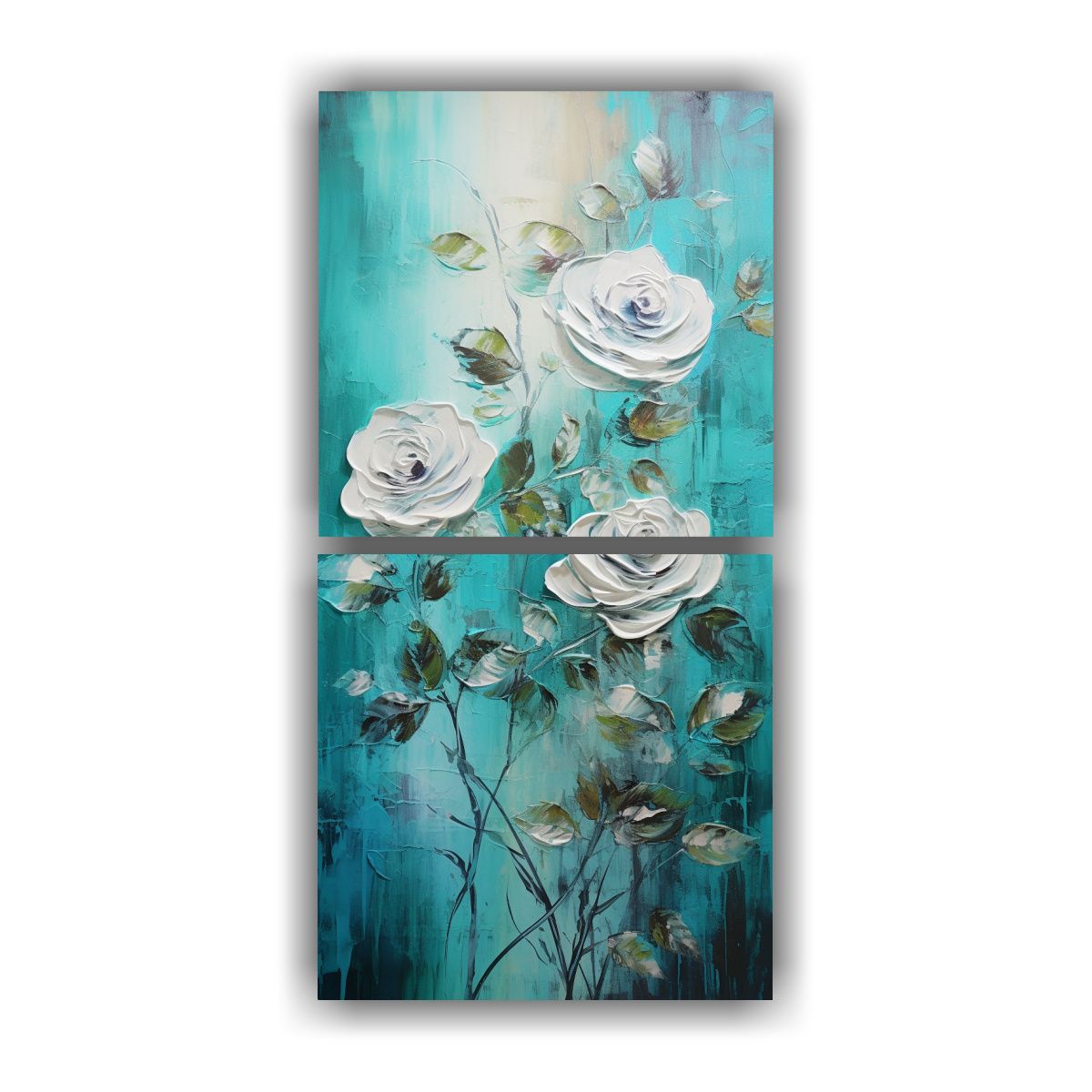 GENERICO - Pintura En Bastidor Acuarela Estilo Rosa Turquesa 50x100 Cm