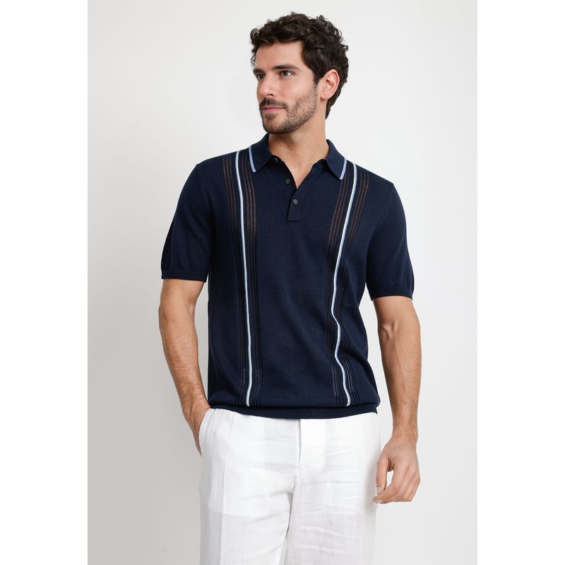 PERRY ELLIS - Polera Hombre Polo Manga Corta Navy