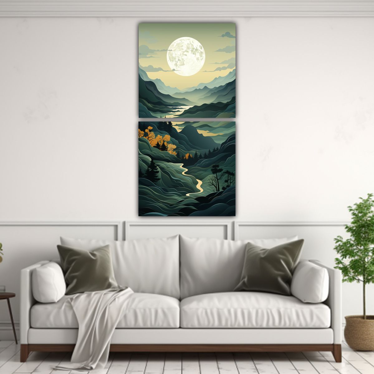 GENERICO - Arte De Pared Minimalista Montañas Patrón 20x40 Cm