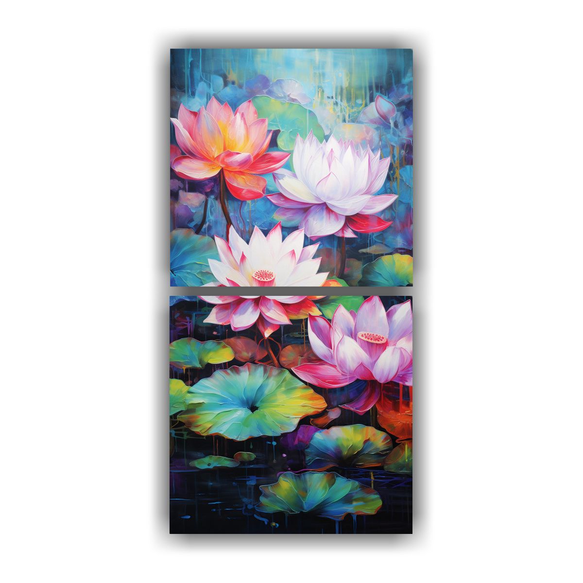 GENERICO - Lienzo Hermoso Mural De Loto En Colores Vibrantes 20x40 Cm