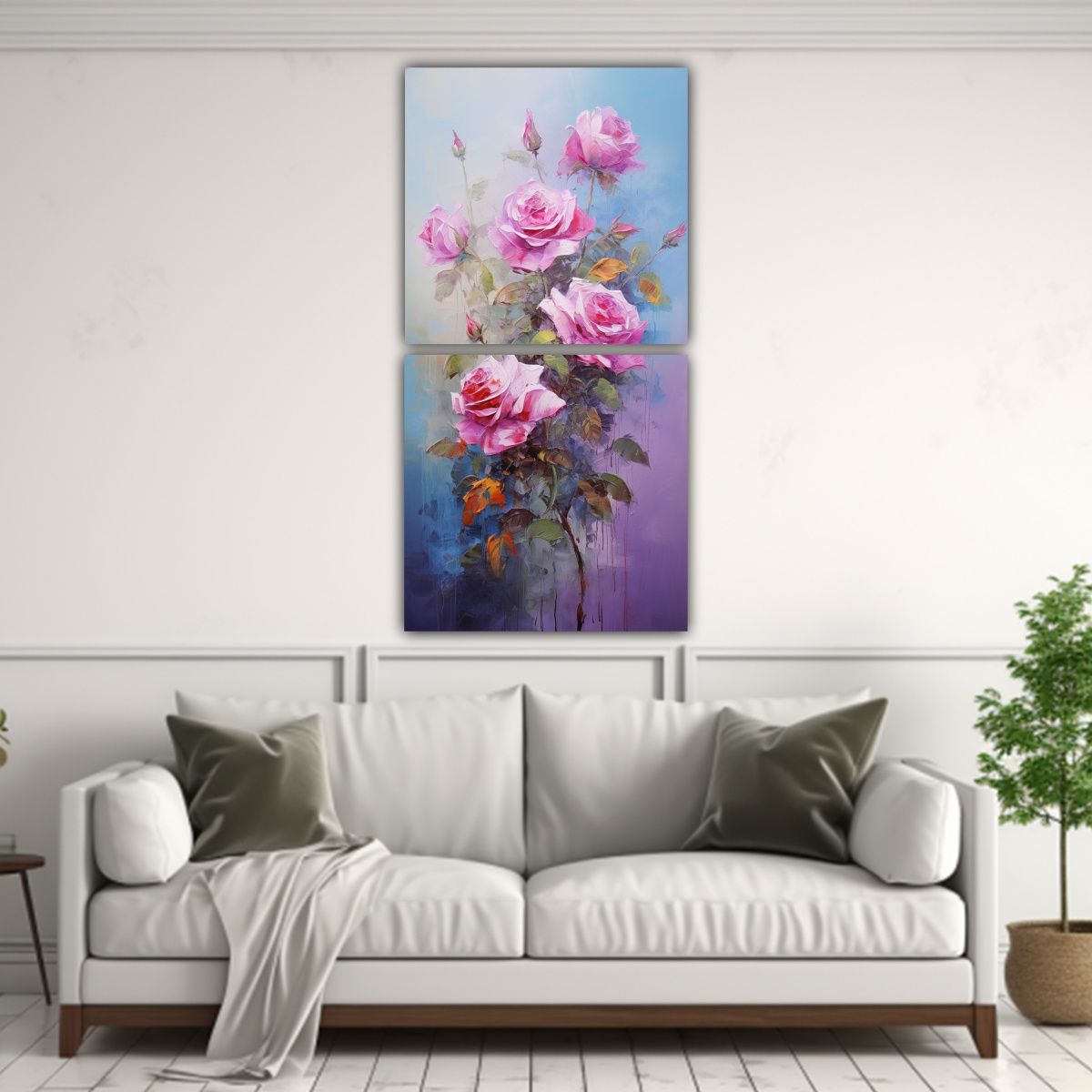 GENERICO - Cuadros Decorativos De Rosas En Lienzo Con 60x120 Cm