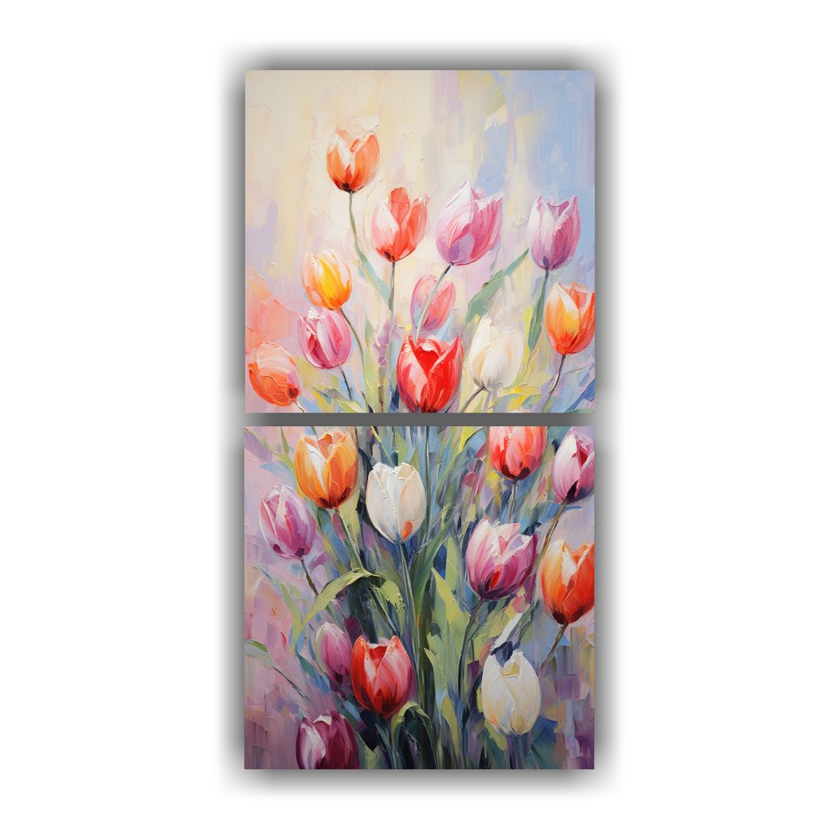 GENERICO - Cuadro De Tulipanes En Lienzo De Colores 60x120 Cm