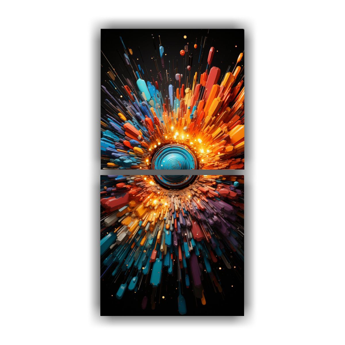 GENERICO - Cuadro De Tonos De Simetría En 2 Composiciones 30x60 Cm