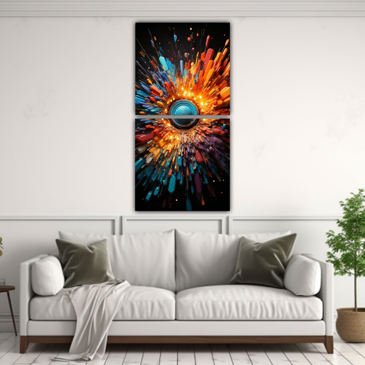 GENERICO - Cuadro De Tonos De Simetría En 2 Composiciones 30x60 Cm