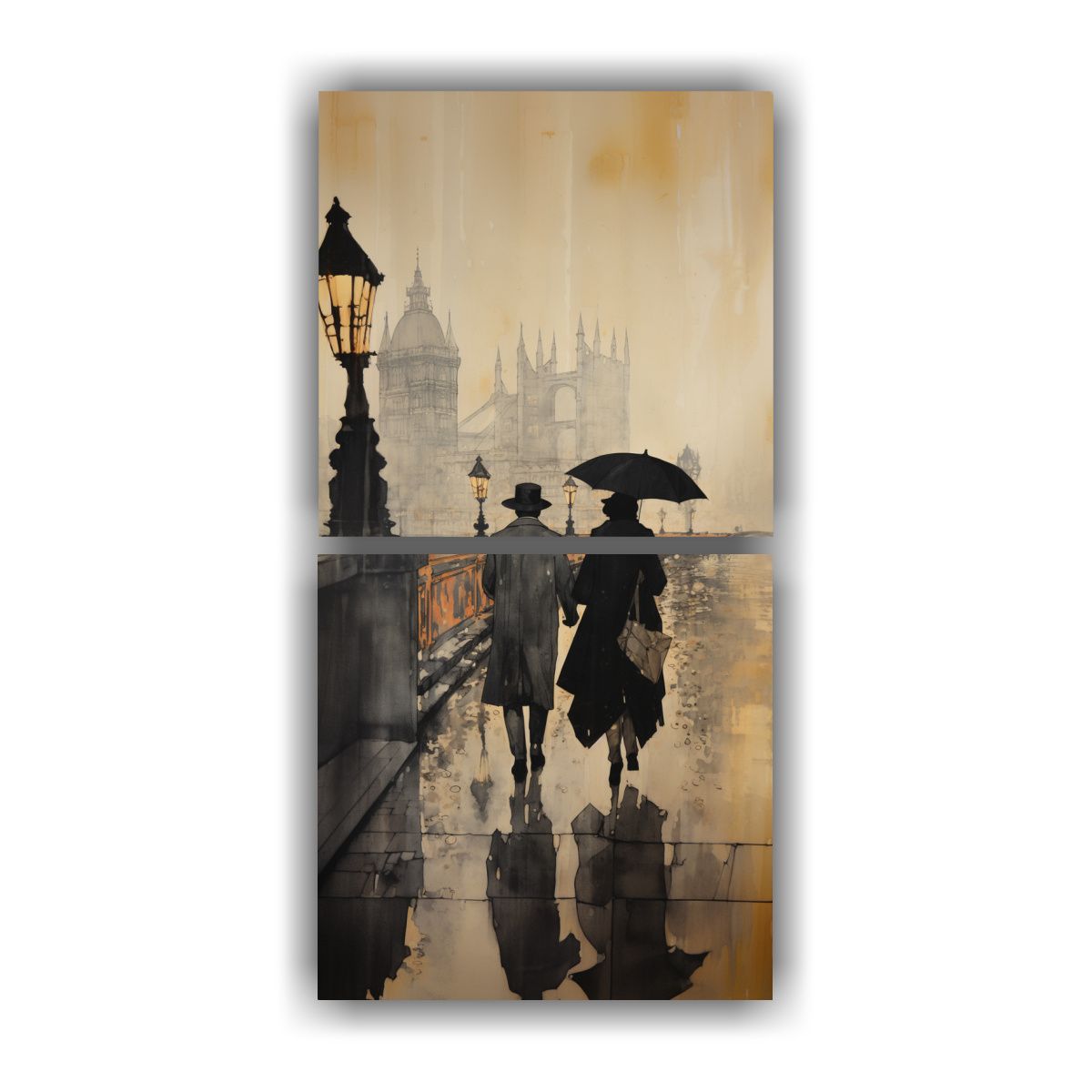 GENERICO - Artes De Pared Abstracción Pareja Caminando En 20x40 Cm