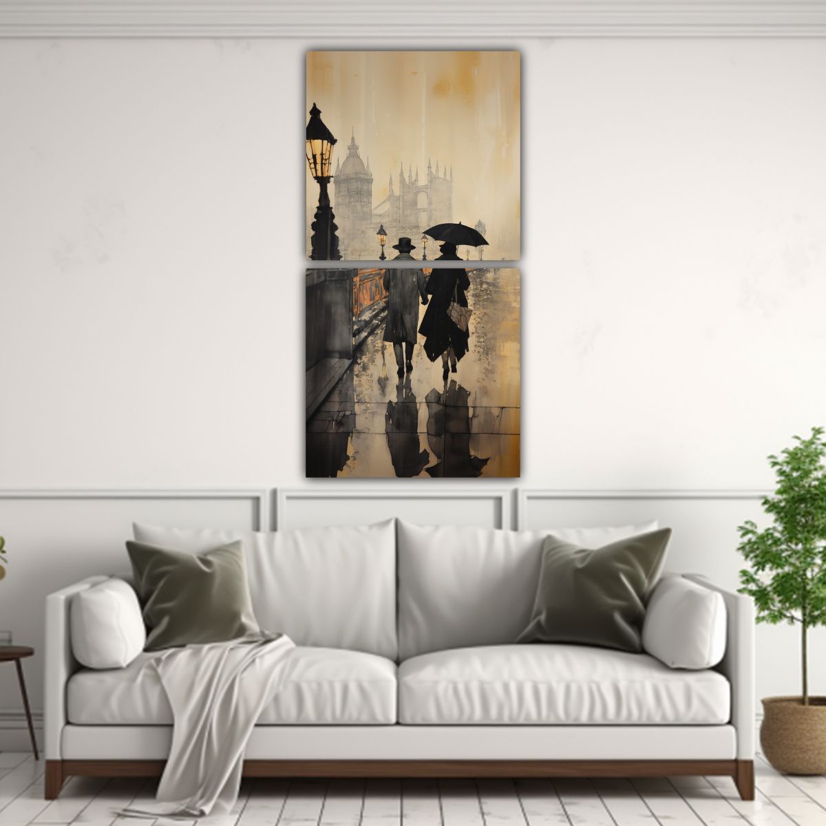 GENERICO - Artes De Pared Abstracción Pareja Caminando En 20x40 Cm