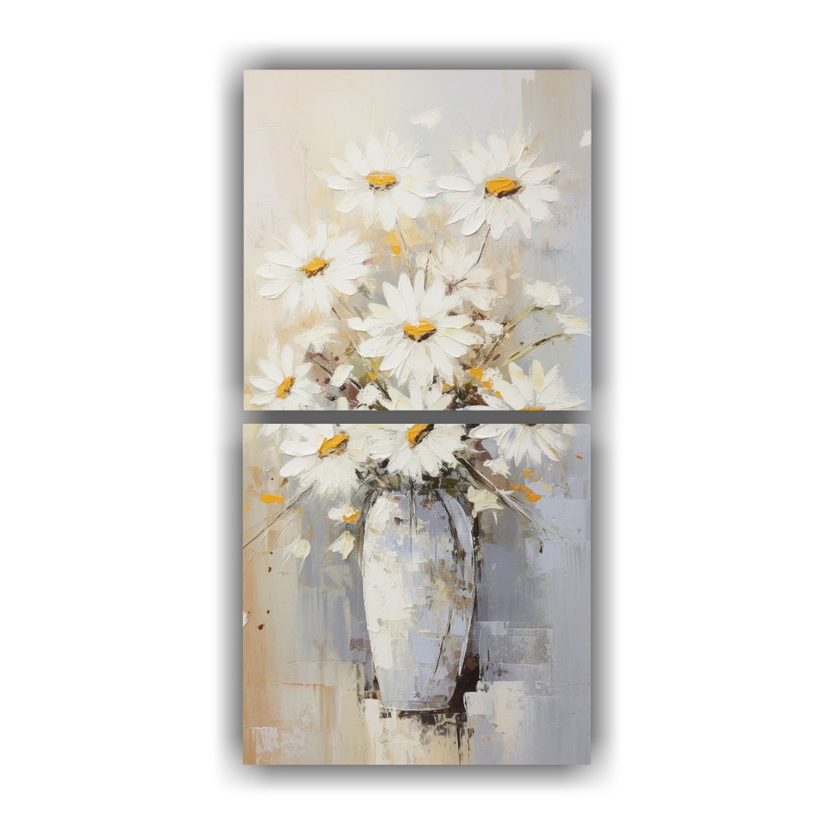 GENERICO - Pintura De Girasoles Blancos En Lienzo Al Estilo 20x40 Cm