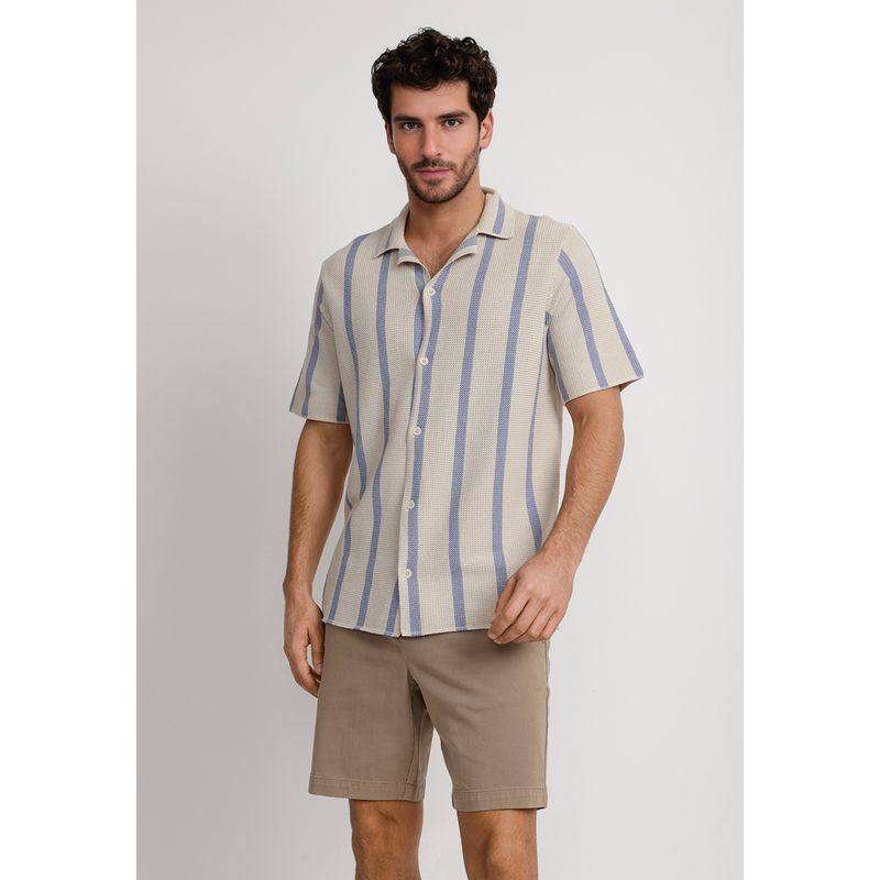 PERRY ELLIS - Camisa Hombre Manga Corta Knit Arena