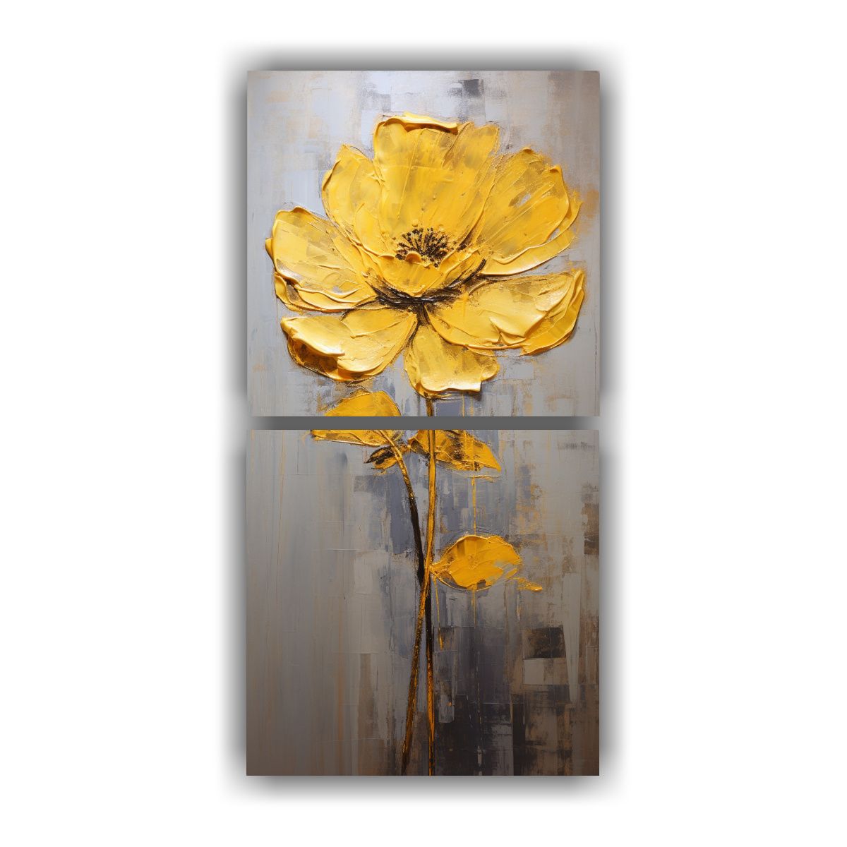 GENERICO - Pintura Full Color De Una Flor Amarilla En Lienzo 60x120 Cm