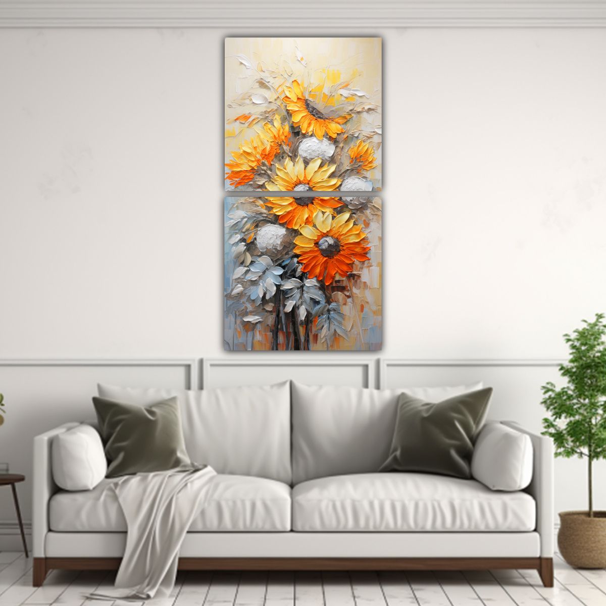 GENERICO - Cuadros De Decoración Con Pintura De Girasoles 60x120 Cm