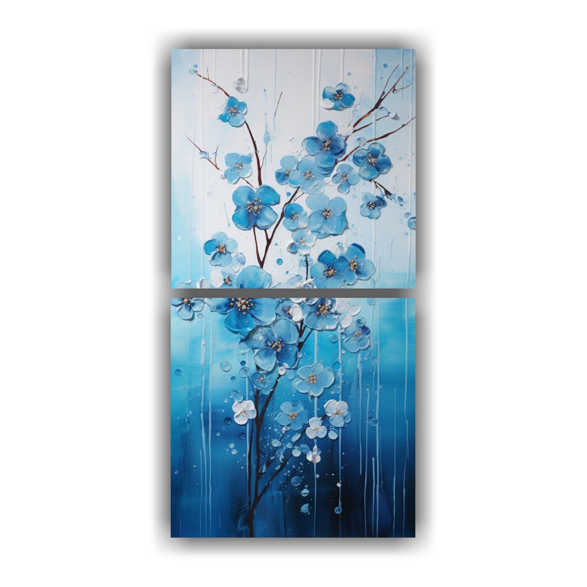 GENERICO - Pintura Decorativa En Azul Y Plateado Estilo 50x100 Cm