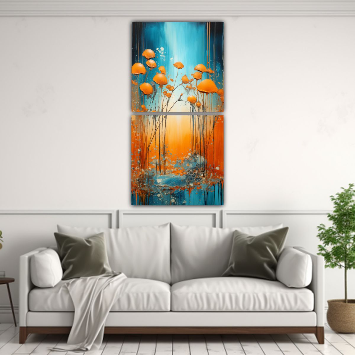 GENERICO - Cuadro Calidos Regalo Estilo Naranja Y Dorado 40x80 Cm