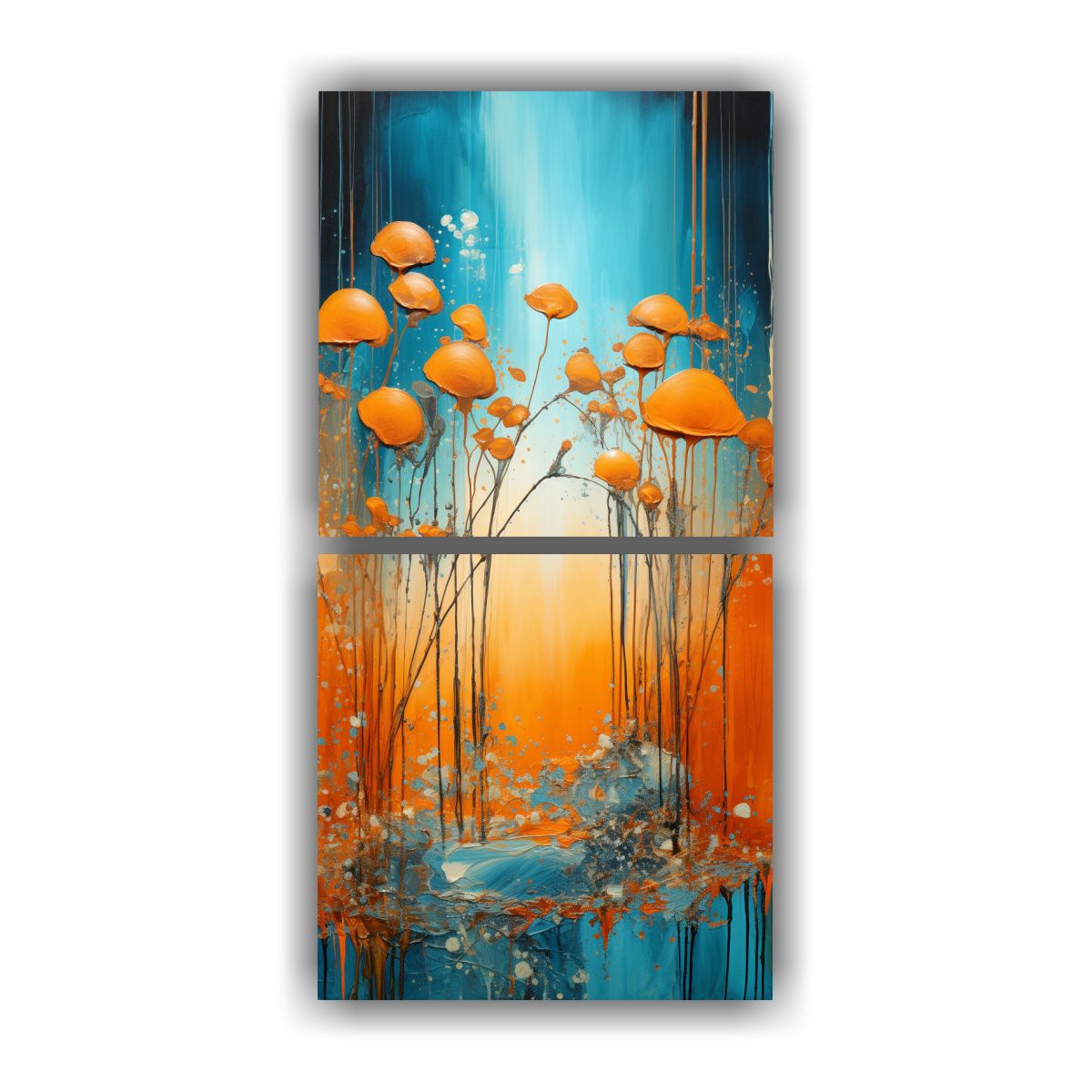 GENERICO - Cuadro Calidos Regalo Estilo Naranja Y Dorado 20x40 Cm