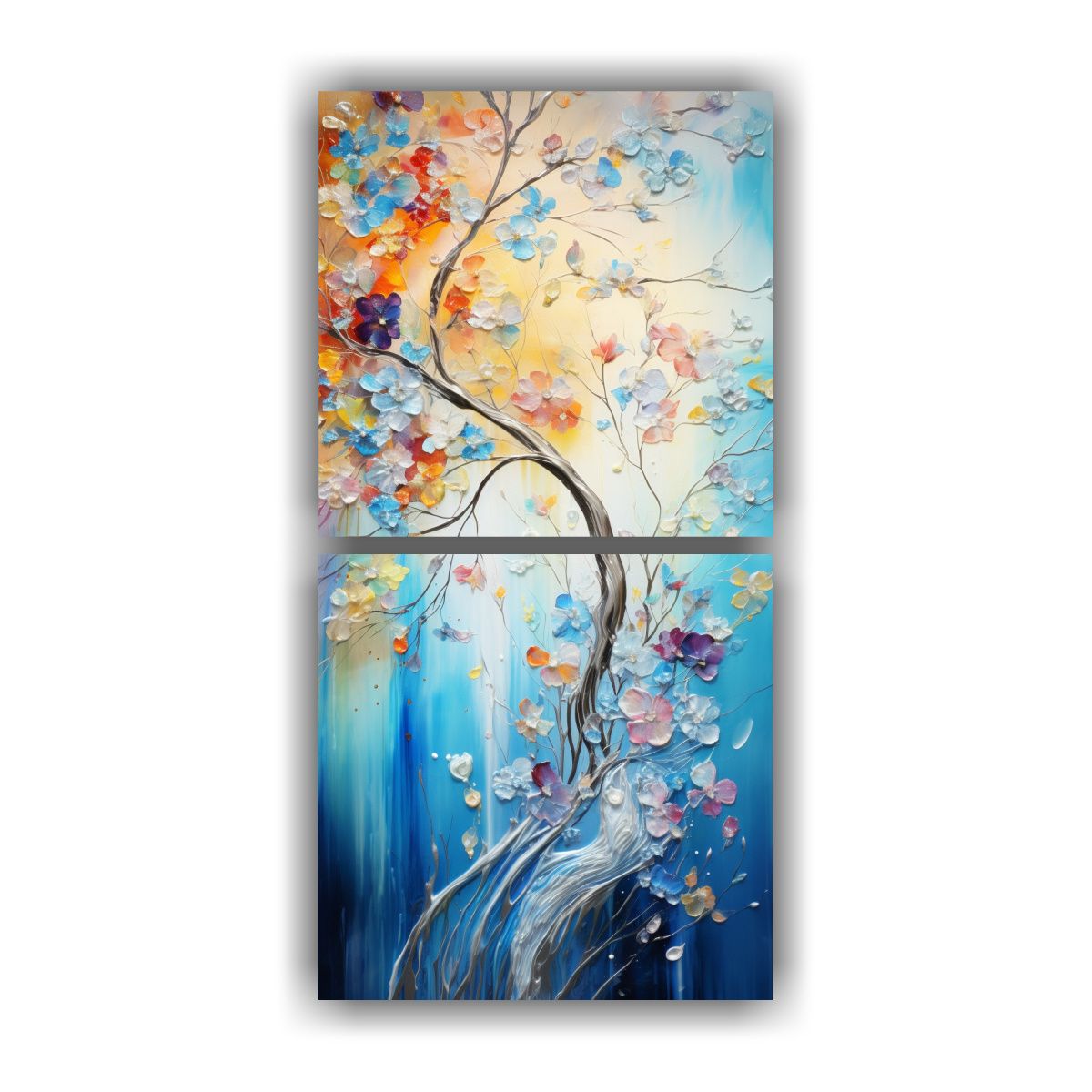 GENERICO - Díptico Inspiración En Colores Arcoíris Y 40x80 Cm