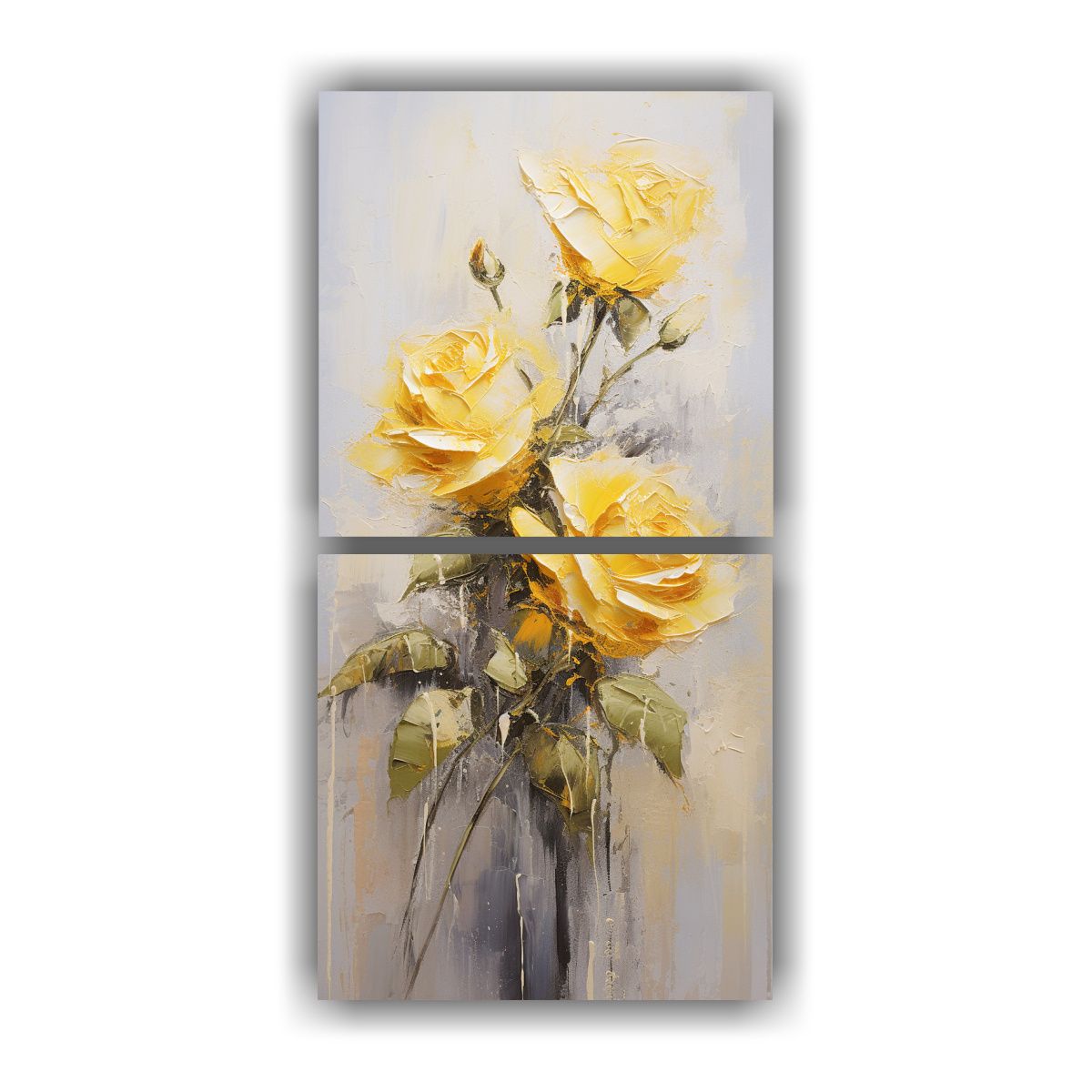 GENERICO - Pintura Impactante De Rosas Amarillas En Lienzo 60x120 Cm