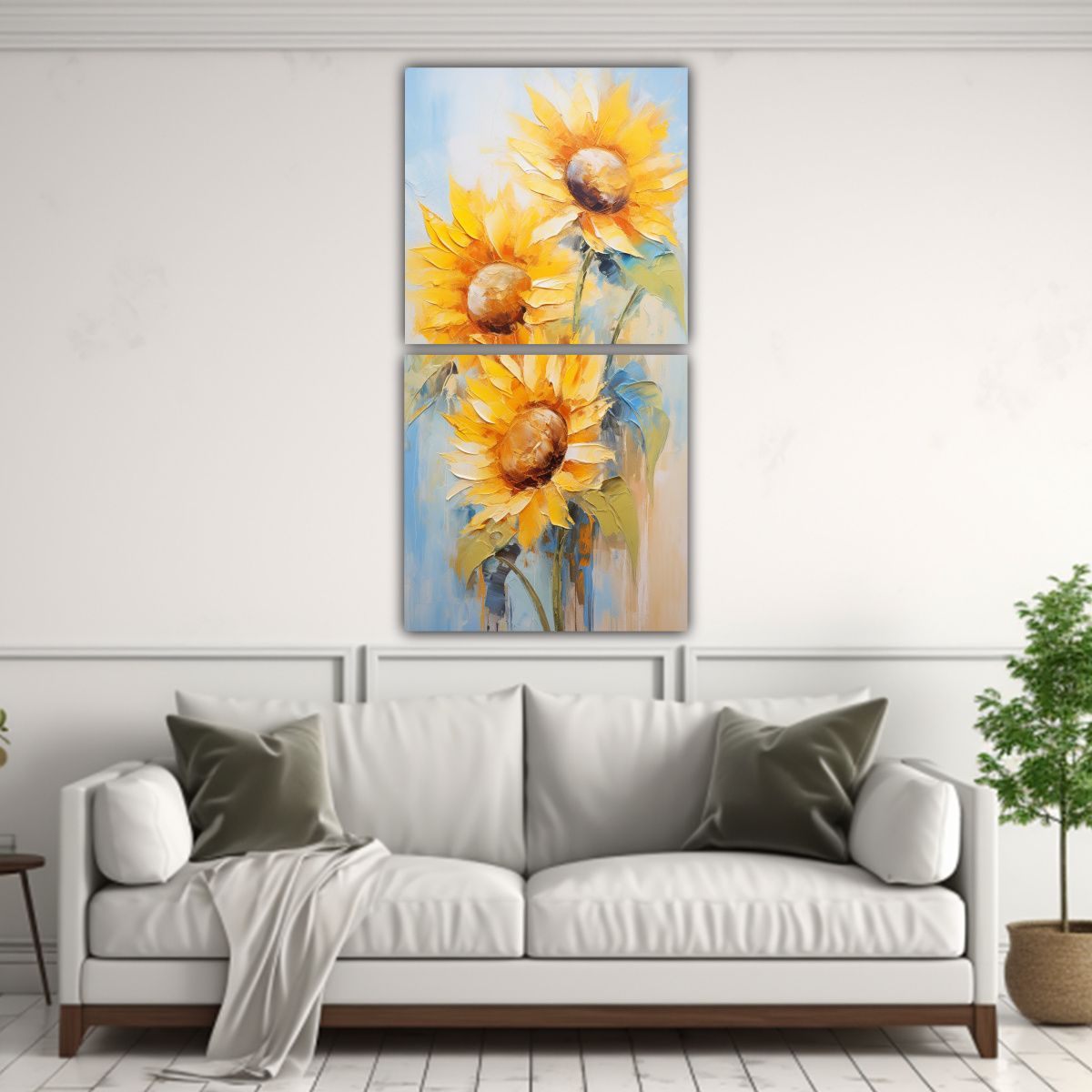 GENERICO - Cuadros Diseño Temática Girasoles Amarillos En 40x80 Cm