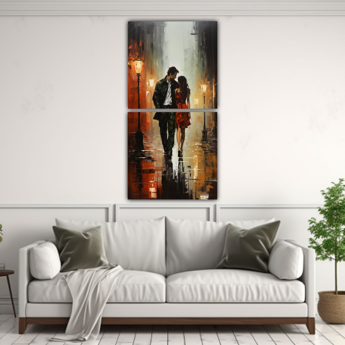 GENERICO - Cuadro Lluvia Ciudad Caminando Arte Pared 60x120 Cm