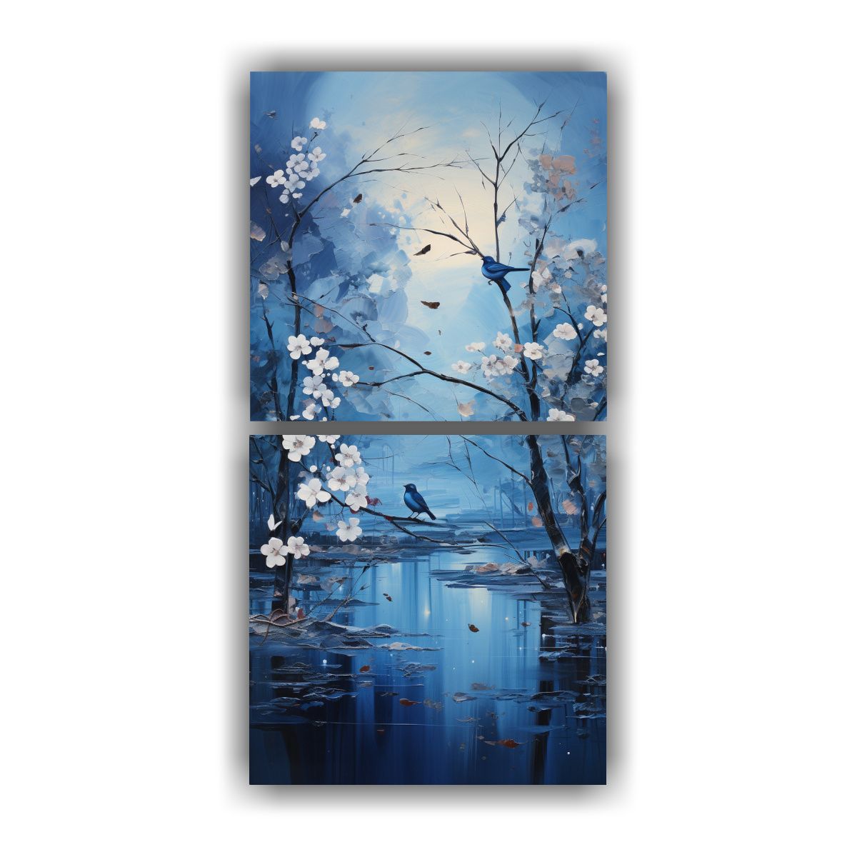 GENERICO - Pintura Abstracta De árboles En Plata Y Blanco 50x100 Cm