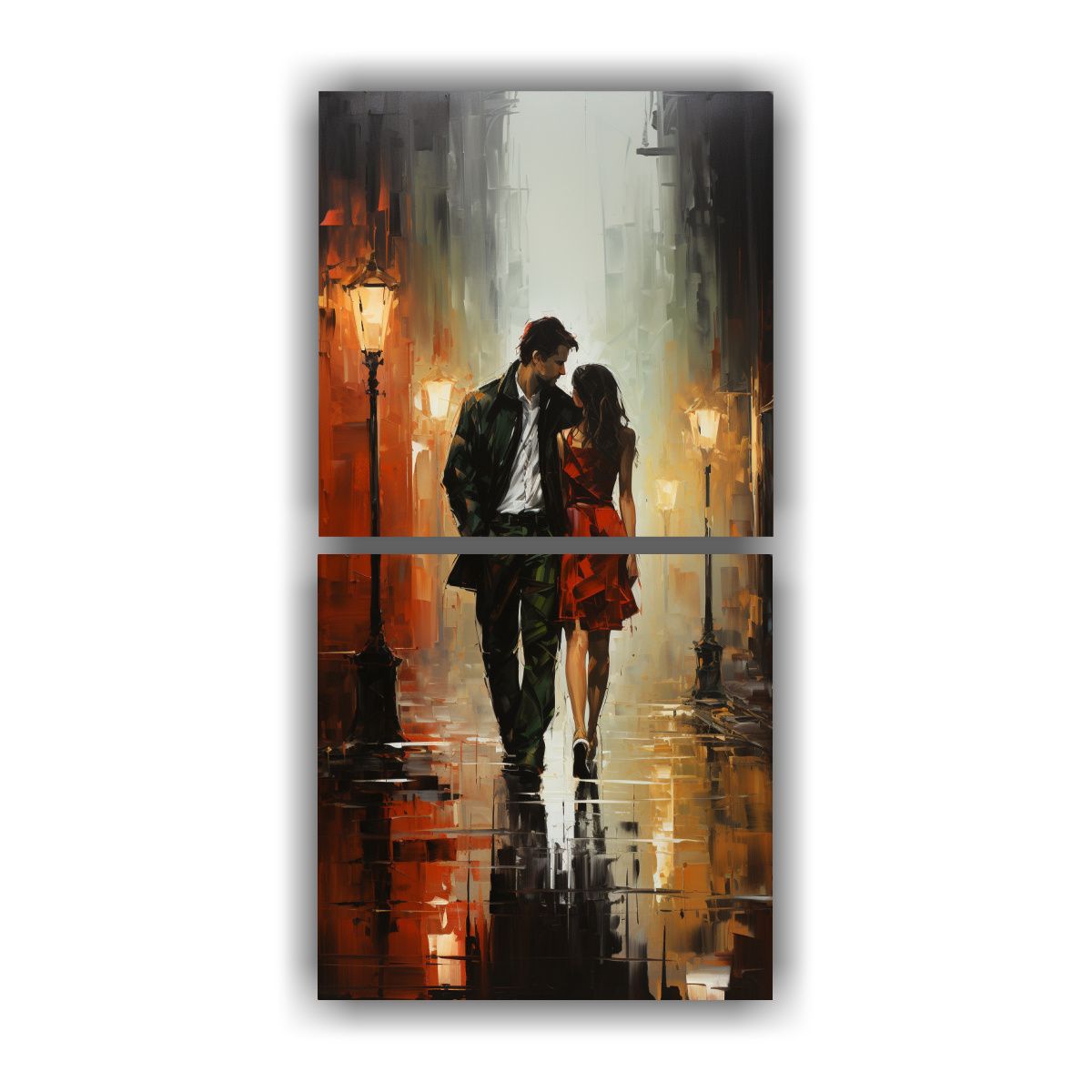 GENERICO - Cuadro Lluvia Ciudad Caminando Arte Pared 30x60 Cm