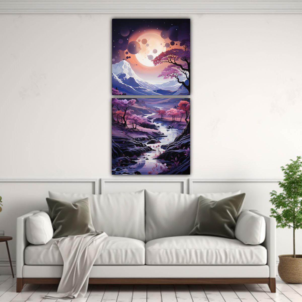 GENERICO - Cuadro De Tela Decorativo Con Luna Cerca De Las 40x80 Cm