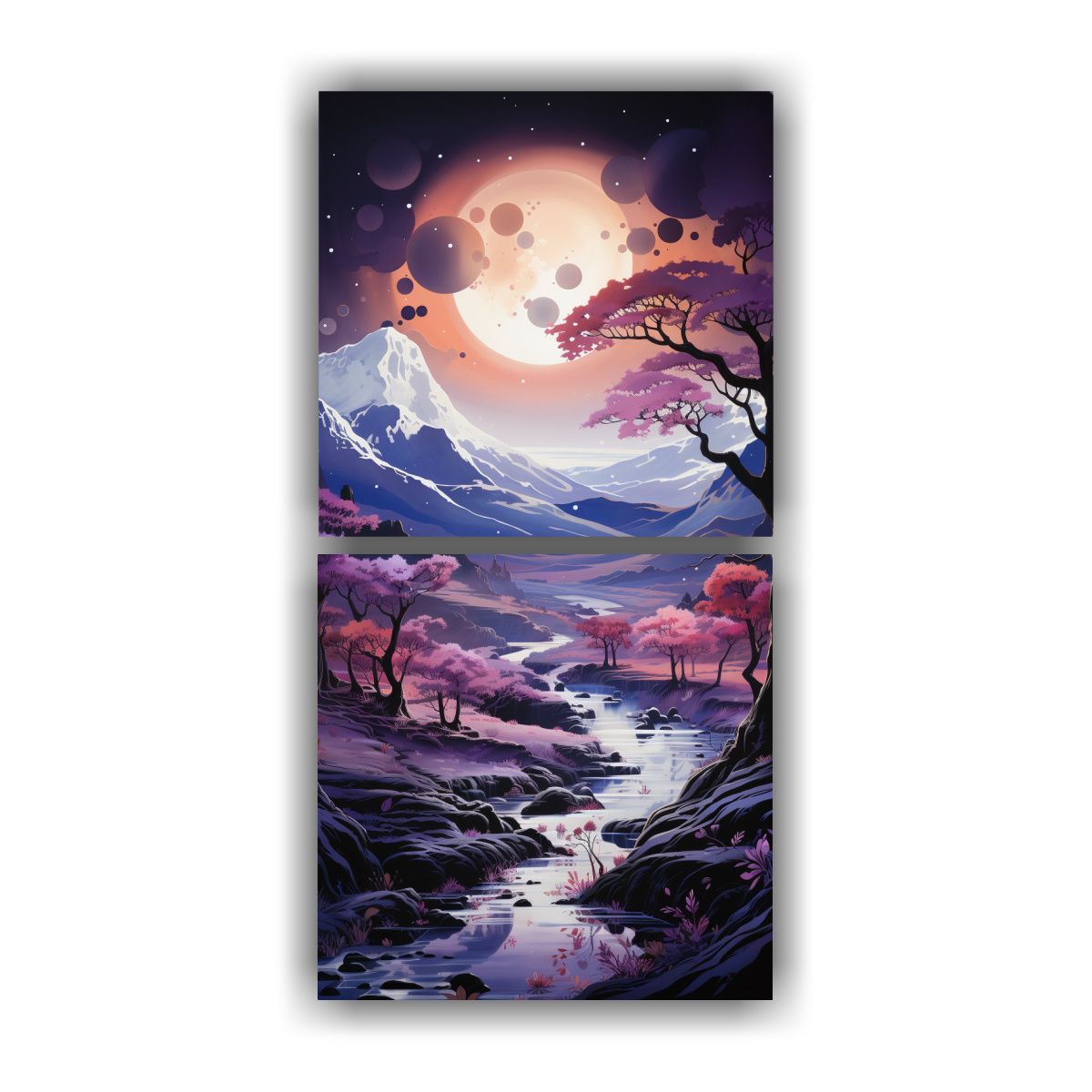 GENERICO - Cuadro De Tela Decorativo Con Luna Cerca De Las 30x60 Cm