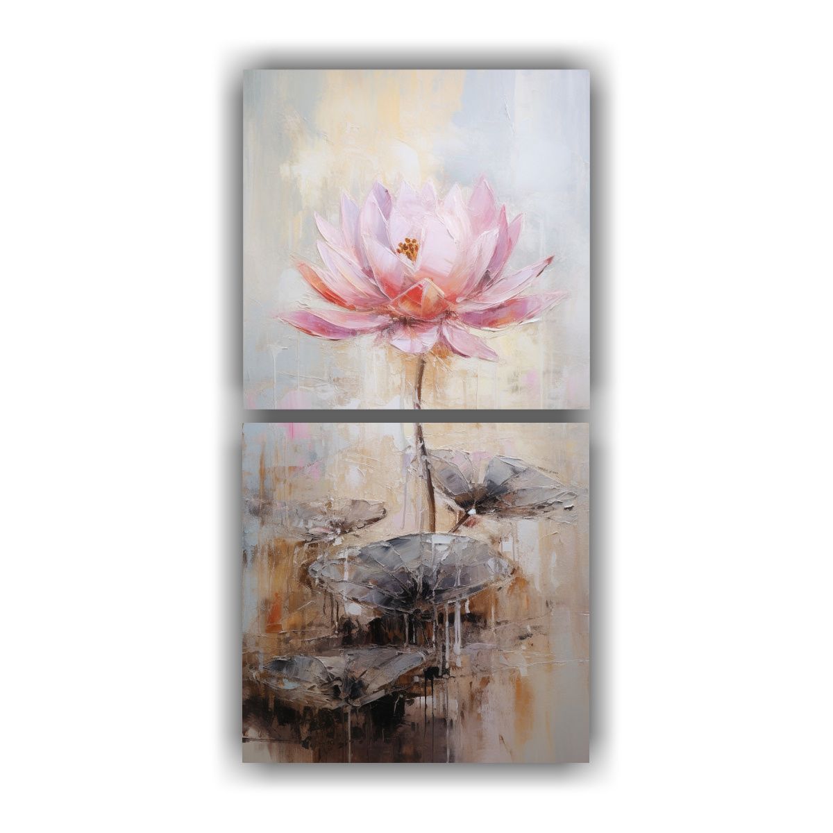 GENERICO - Pintura Rosa De Loto En Lienzo Estilo Decorativo 60x120 Cm