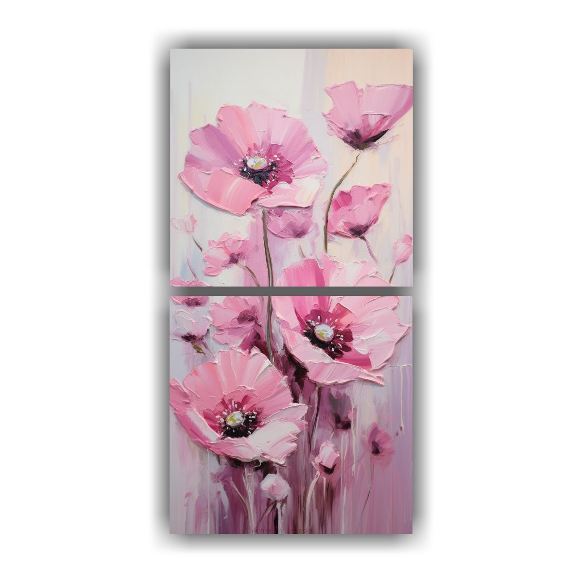 GENERICO - Cuadro Hermoso De Amapolas Rosadas En Lienzo 50x100 Cm