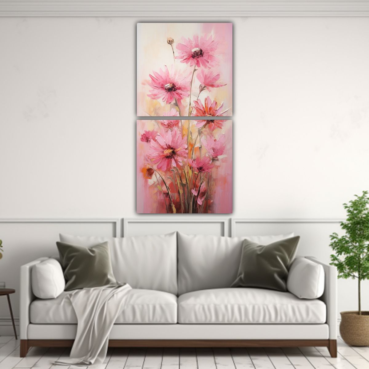 GENERICO - Pintura De Lienzo Con Motivo De Girasoles Rosados 20x40 Cm