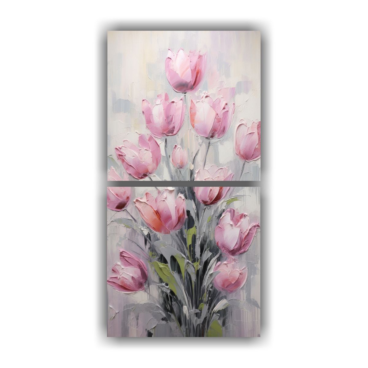 GENERICO - Dos Telas Bastidor Imagen Alegría Pintura Rosa 20x40 Cm