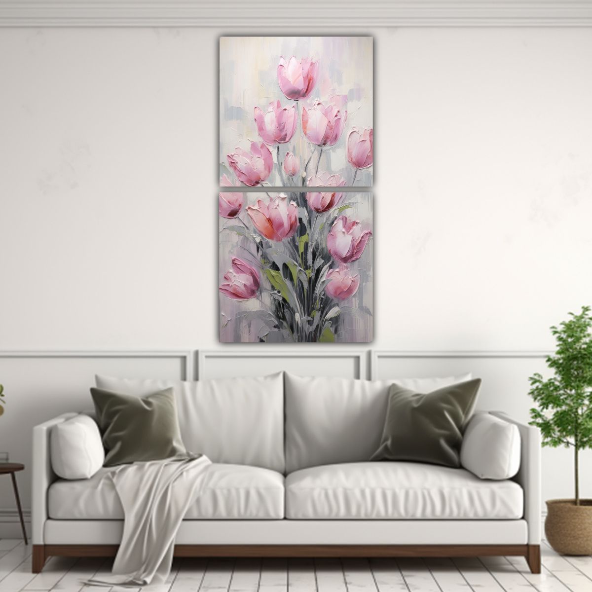 GENERICO - Dos Telas Bastidor Imagen Alegría Pintura Rosa 20x40 Cm