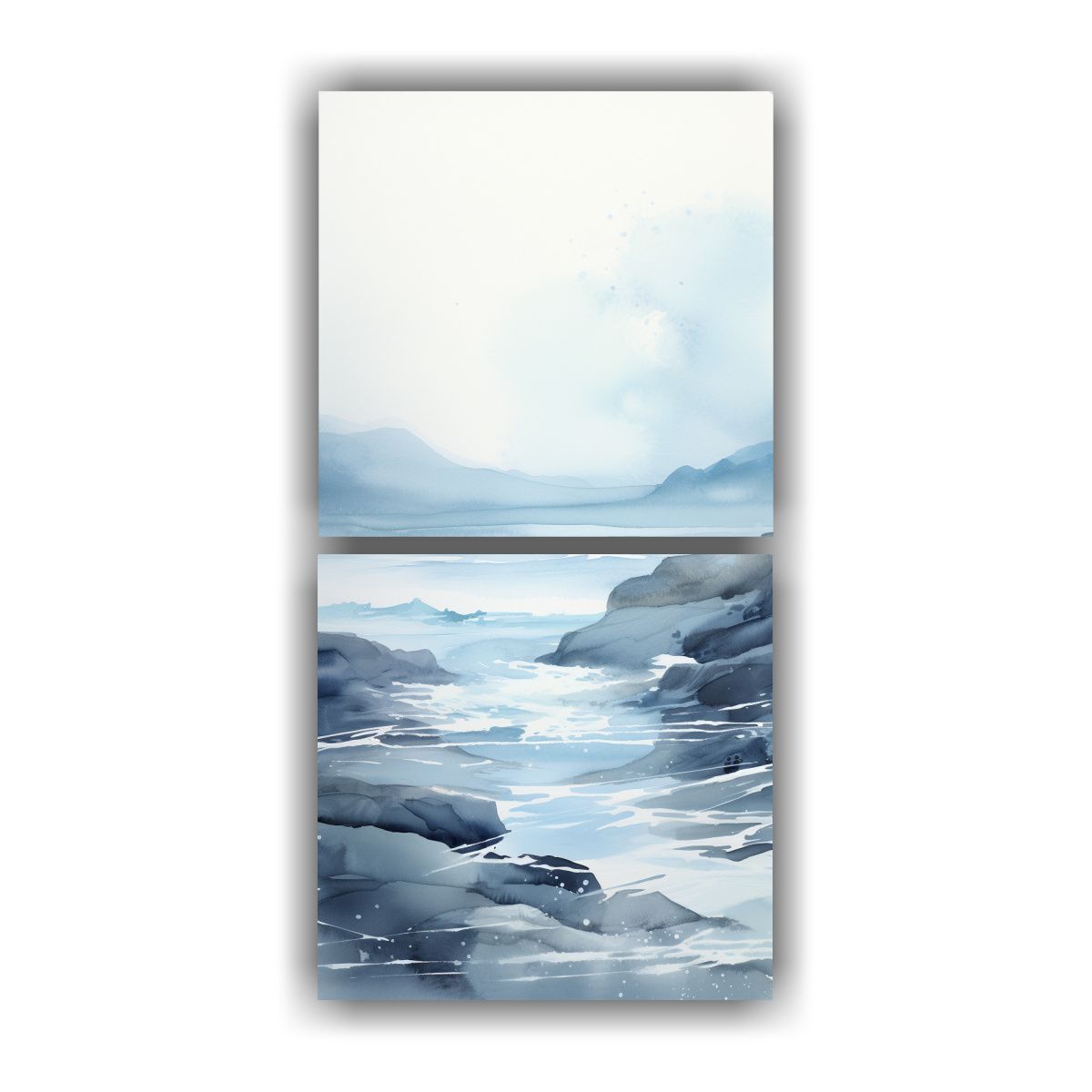 GENERICO - Cuadro Vintage Abstracto De Paisaje Costero En 20x40 Cm